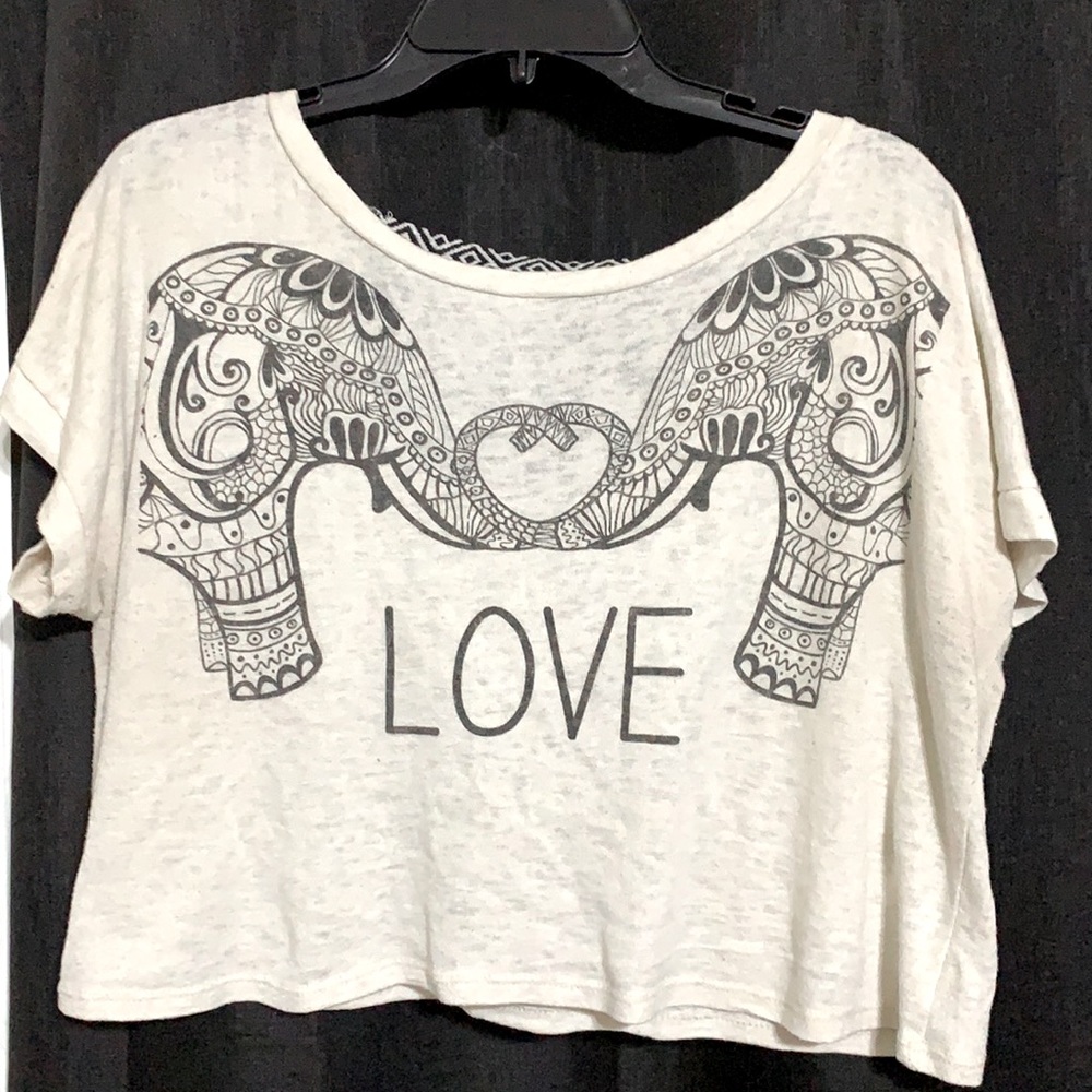 Half Tee/Crop Top LOVE Elephant Shirt
